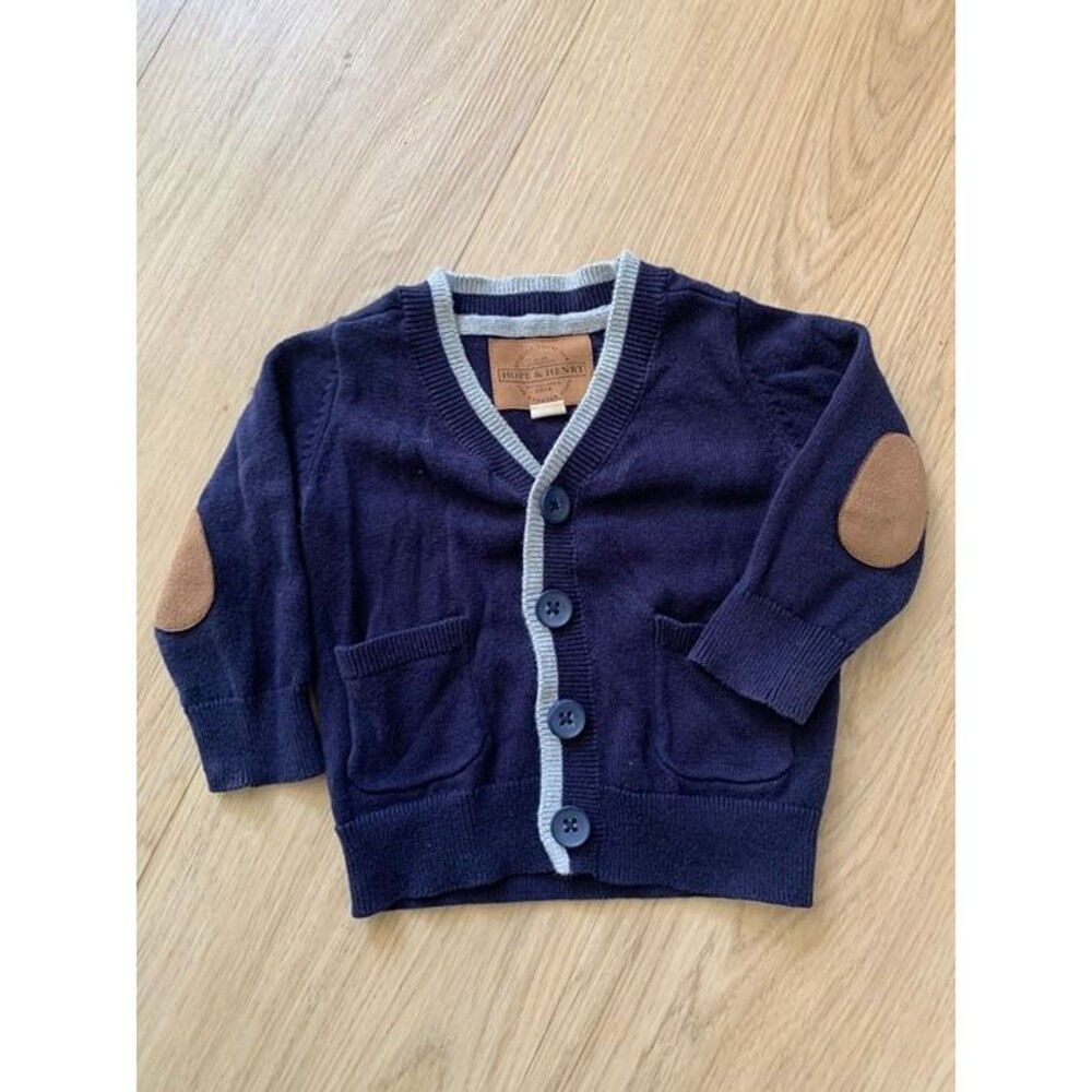 Boy’s HOPE & HENRY Organic Cotton Cardigan Navy Blue 3-6M